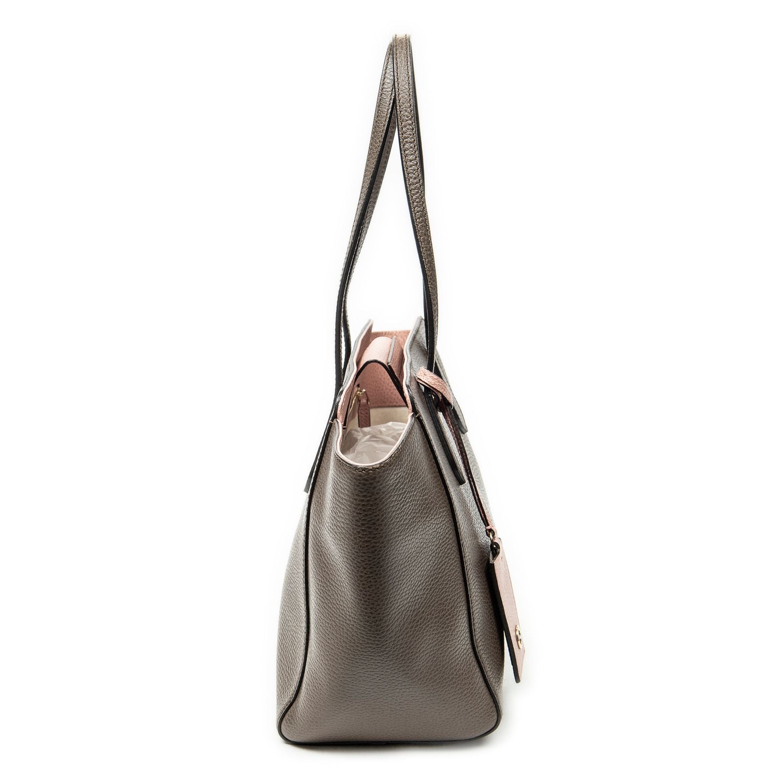 Gucci Small Swing Tote Bag Taupe Pink Grain Calfskin Leather — view 4