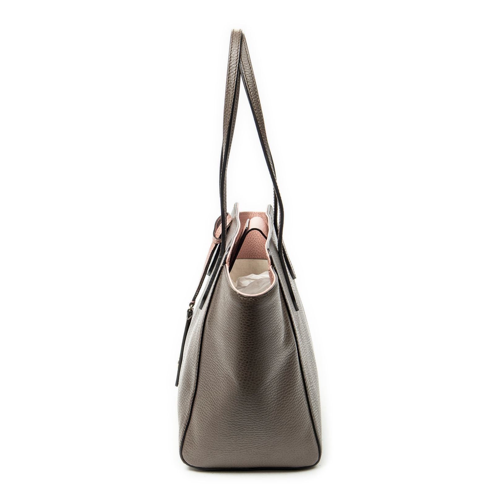Gucci Small Swing Tote Bag Taupe Pink Grain Calfskin Leather — view 3