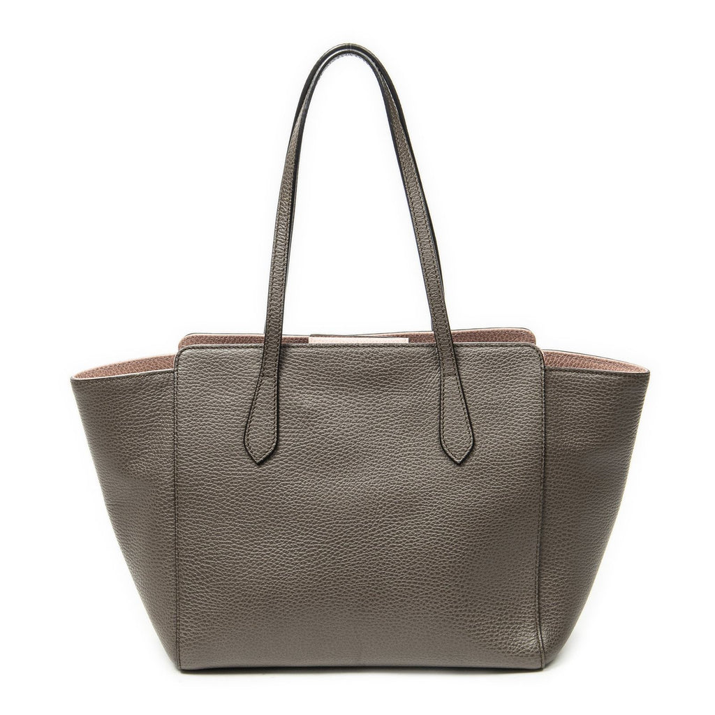 Gucci Small Swing Tote Bag Taupe Pink Grain Calfskin Leather — view 5