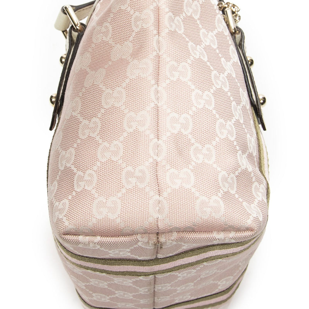 Gucci Mini Web Jolicoeur Tote Bag Pink White GG Canvas — view 7