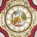 Hermes Scarf Navy Red 100% Gold Twill Silk — view 3