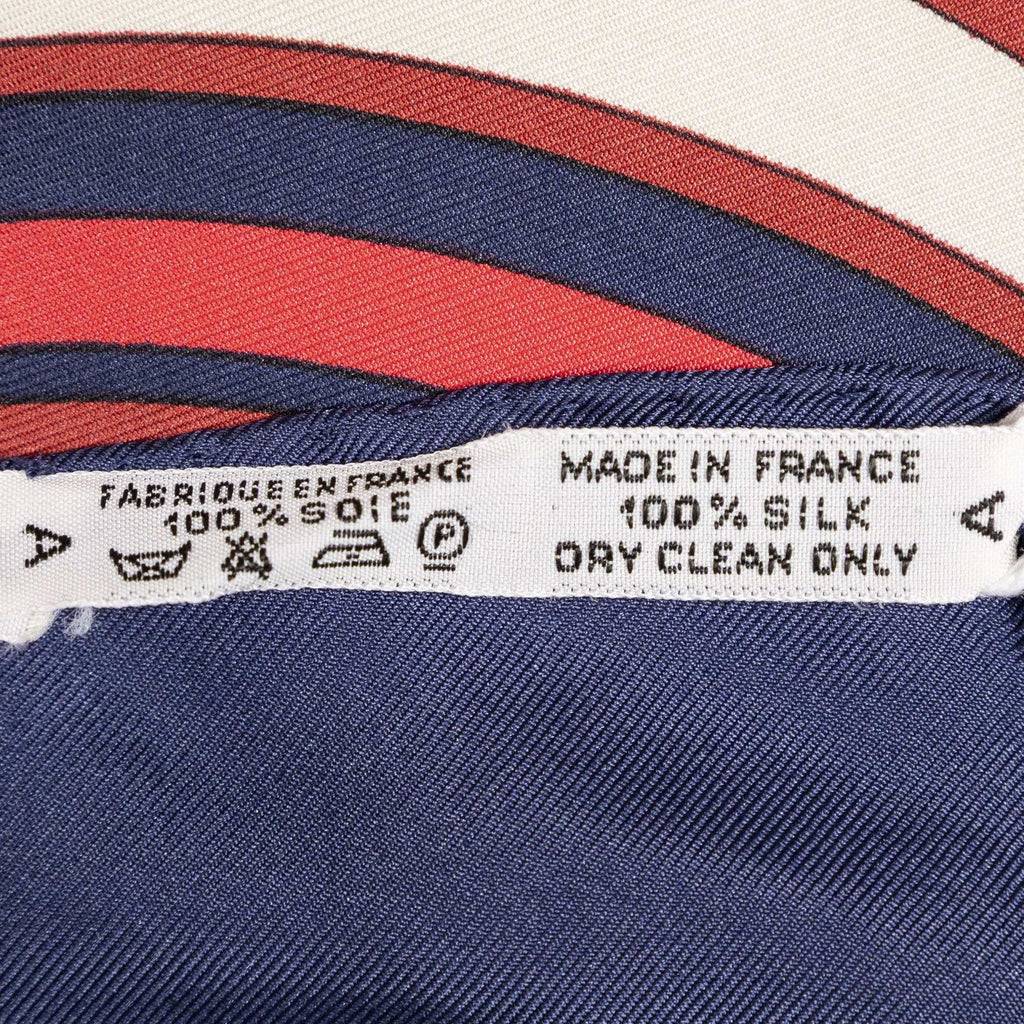 Hermes Scarf Navy Red 100% Gold Twill Silk — view 5