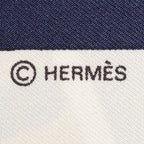 Hermes Scarf Navy Red 100% Gold Twill Silk — view 4