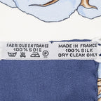 Hermes Scarf Navy Green Ivory 100% Twill Silk — view 5