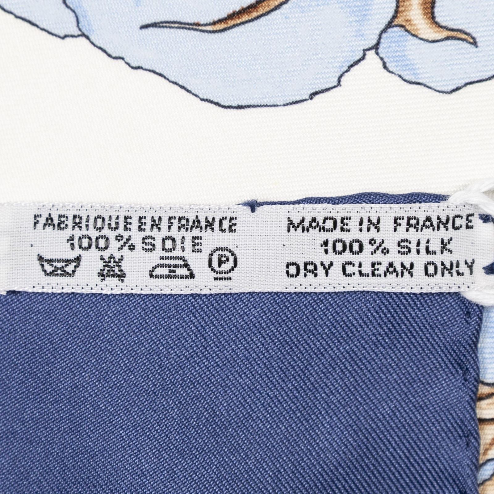 Hermes Scarf Navy Green Ivory 100% Twill Silk — view 5