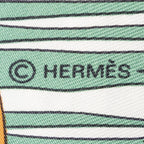 Hermes Scarf Navy Green Ivory 100% Twill Silk — view 4