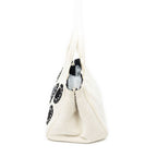 Prada Medium Mistolino Canapa Tote Bag Ivory Black Embellished Canvas — view 3