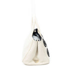 Prada Medium Mistolino Canapa Tote Bag Ivory Black Embellished Canvas — view 4