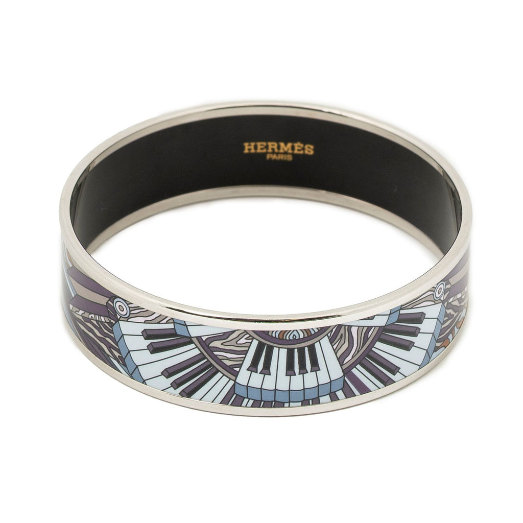Hermes Enamel Bangle Lilac Silver Plated Bracelet — view 2