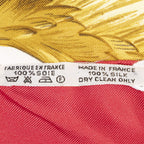 Hermes Scarf Red Yellow Ivory 100% Twill Silk — view 5