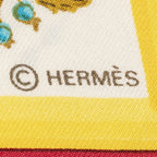 Hermes Scarf Red Yellow Ivory 100% Twill Silk — view 4