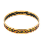 Hermes Enamel Bangle Black Red Gold Plated Bracelet — view 3