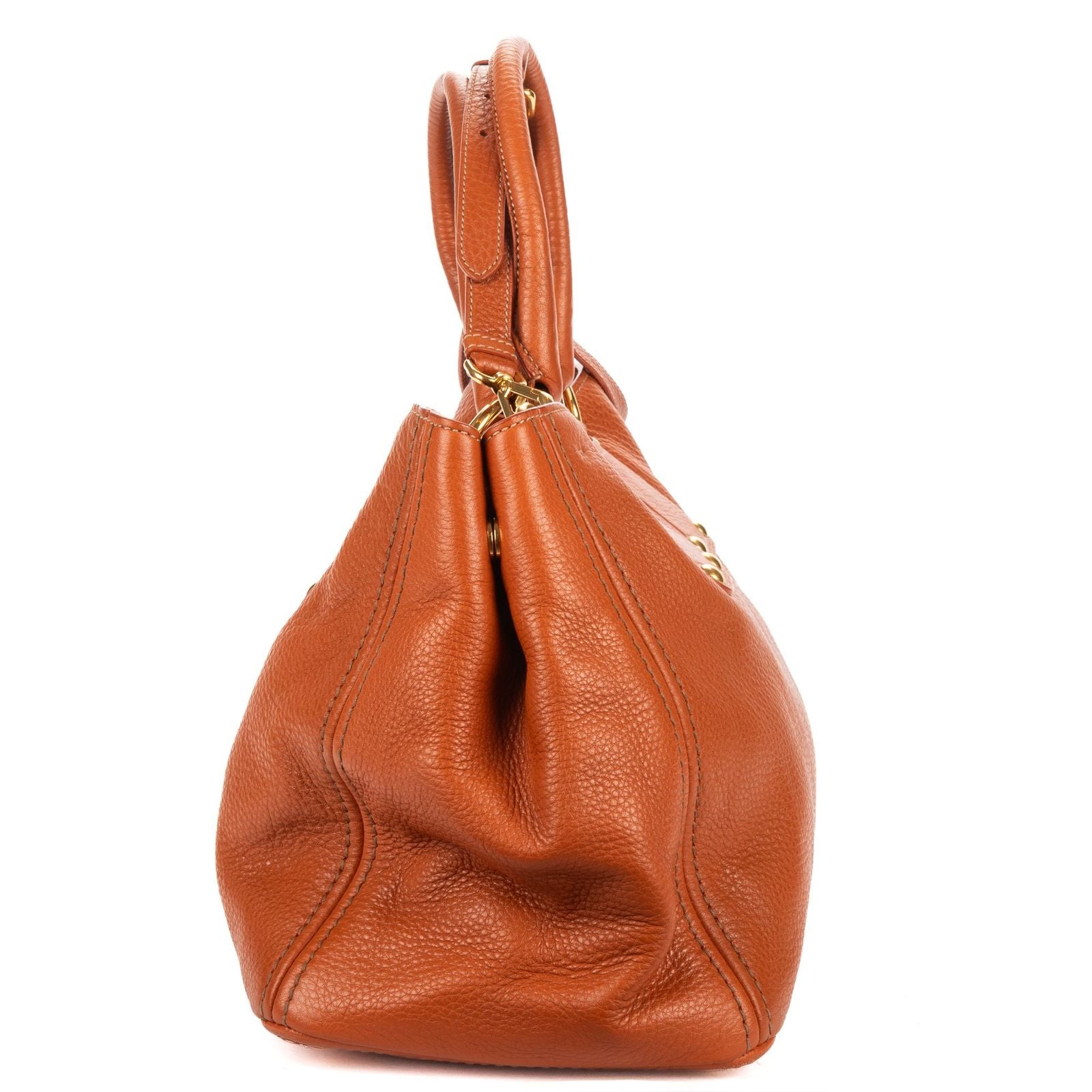Prada Open Shopping Tote Bag Orange Vitello Daino — view 4