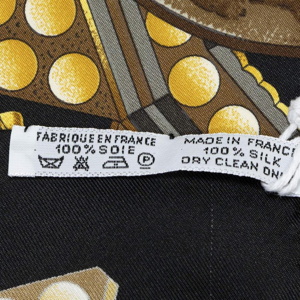 Hermes Scarf Black Gold Silk — view 5