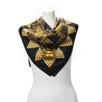 Hermes Scarf Black Gold Silk