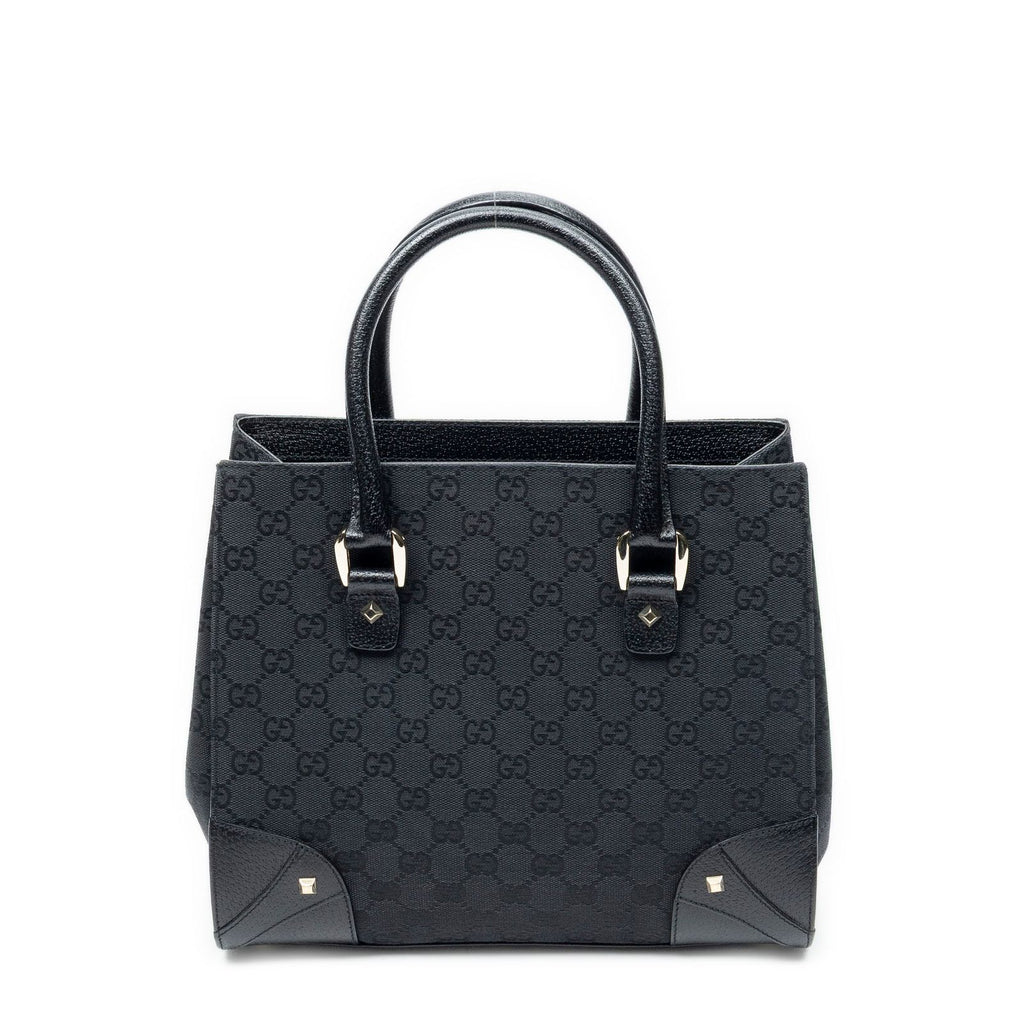 Gucci Nail Head Tote Bag Black GG Canvas — view 5