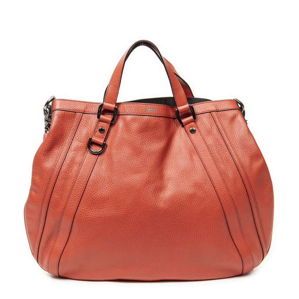 Gucci Convertible Tote Bag Red Grain Calfskin Leather