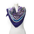 Hermes Scarf Purple Navy Yellow Silk