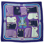 Hermes Scarf Purple Navy Yellow Silk — view 2
