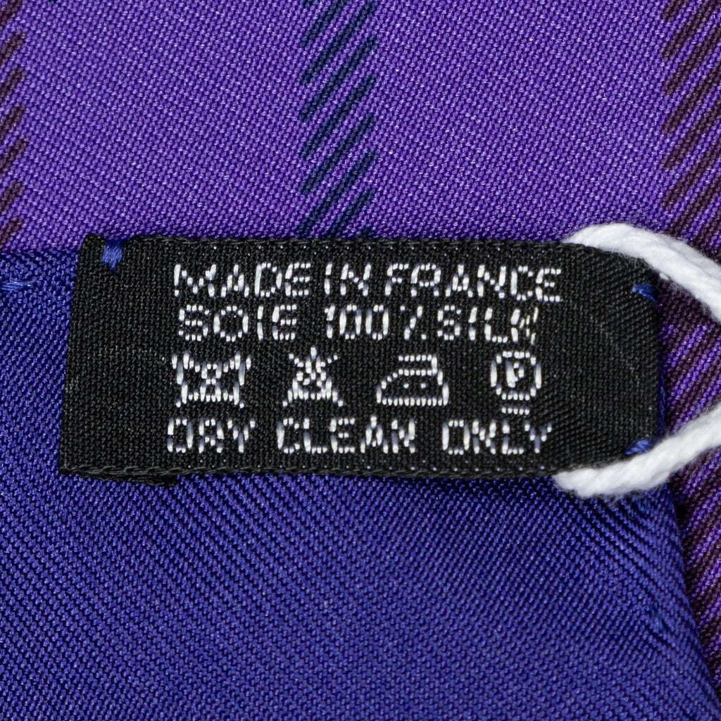 Hermes Scarf Purple Navy Yellow Silk — view 5