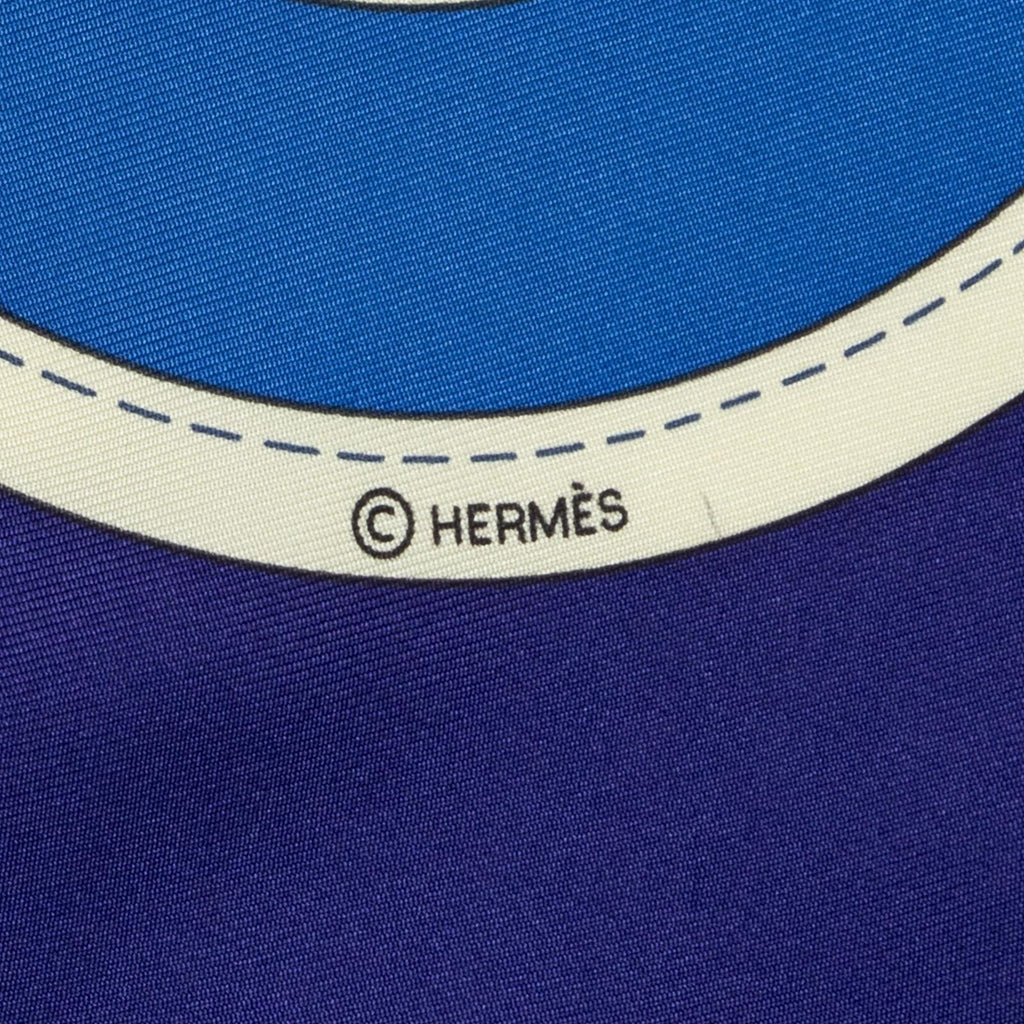 Hermes Scarf Purple Navy Yellow Silk — view 4