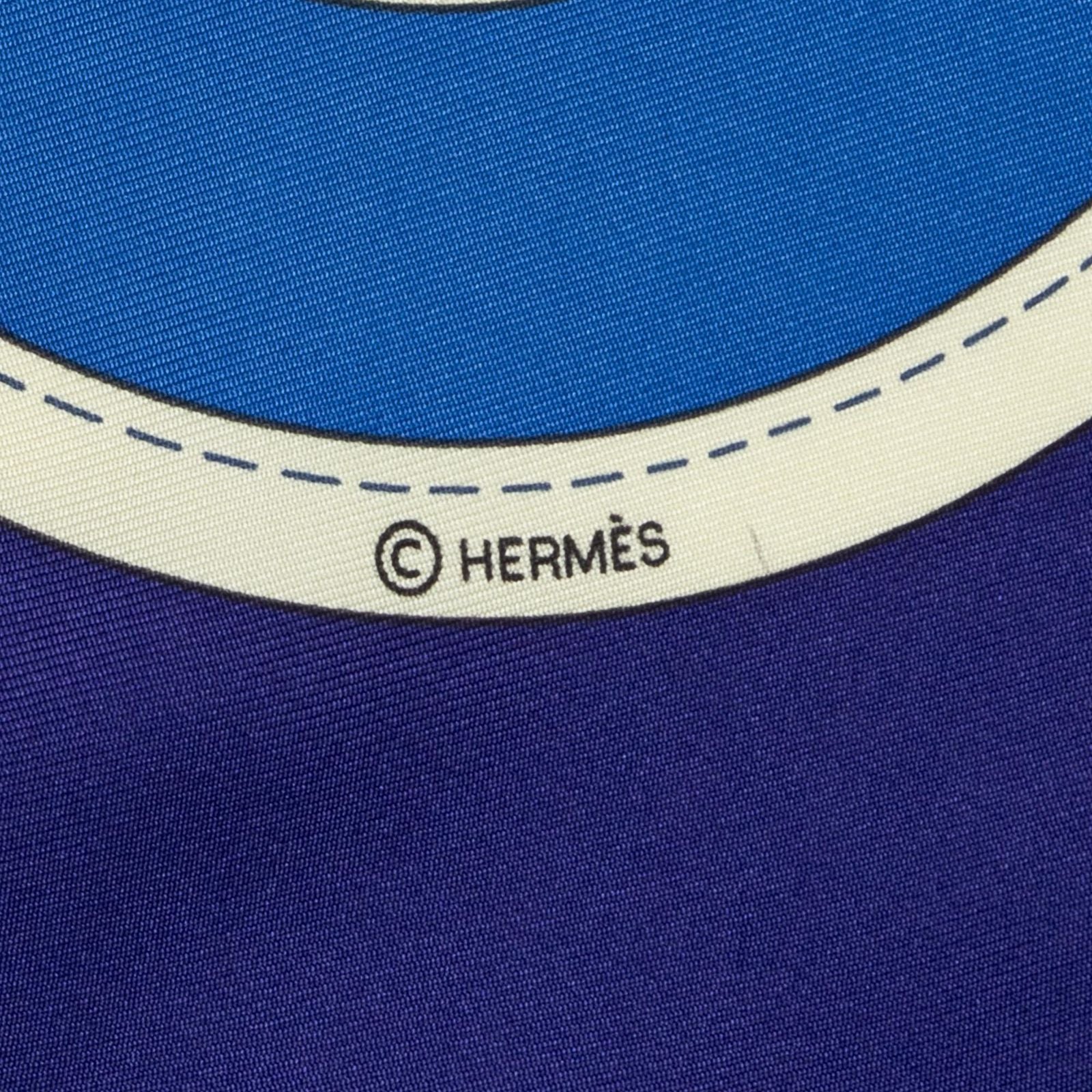 Hermes Scarf Purple Navy Yellow Silk — view 4