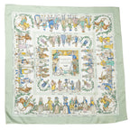 Hermes Scarf Light Green Yellow White Silk — view 2