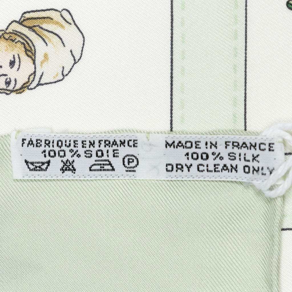Hermes Scarf Light Green Yellow White Silk — view 5