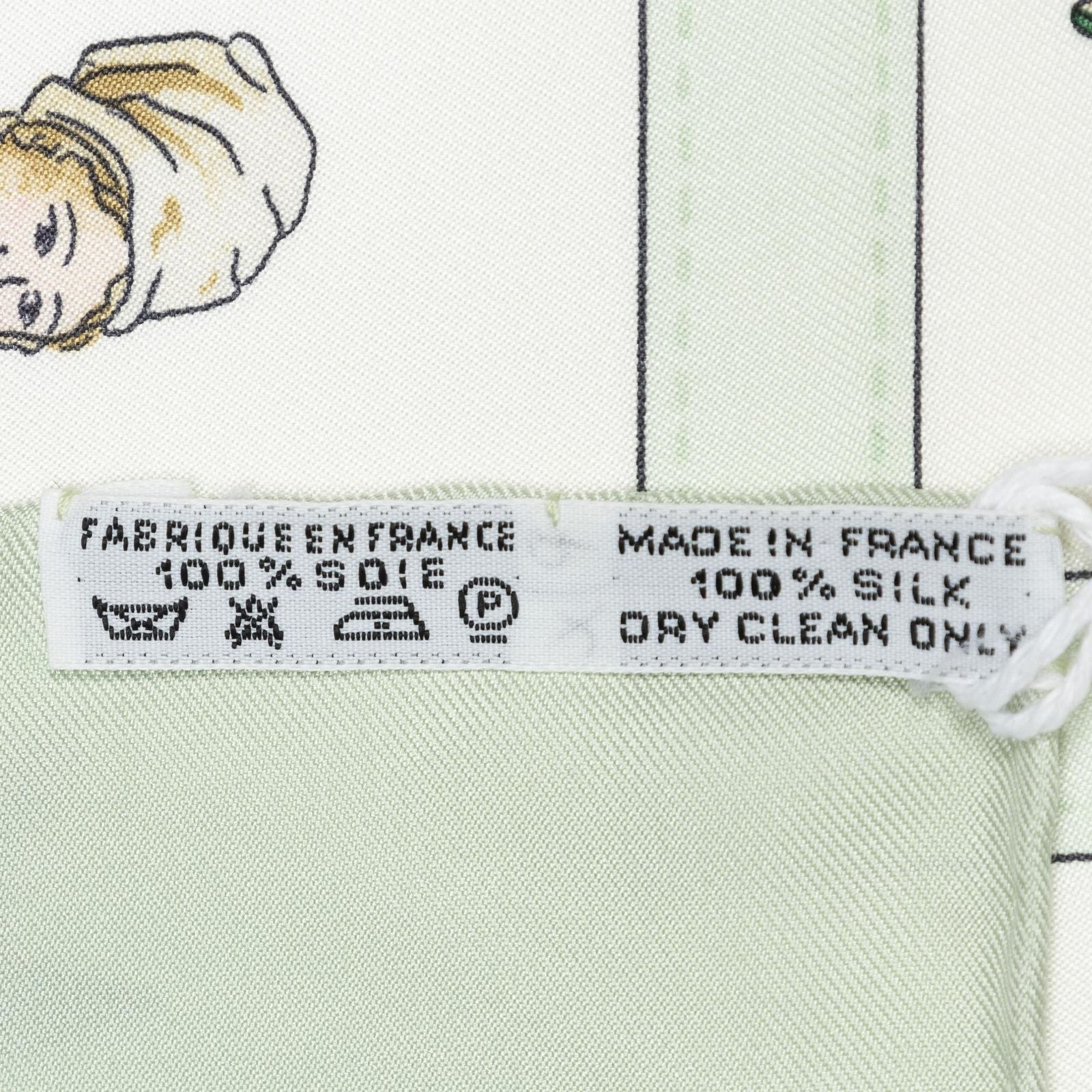 Hermes Scarf Light Green Yellow White Silk — view 5