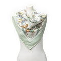 Hermes Scarf Light Green Yellow White Silk
