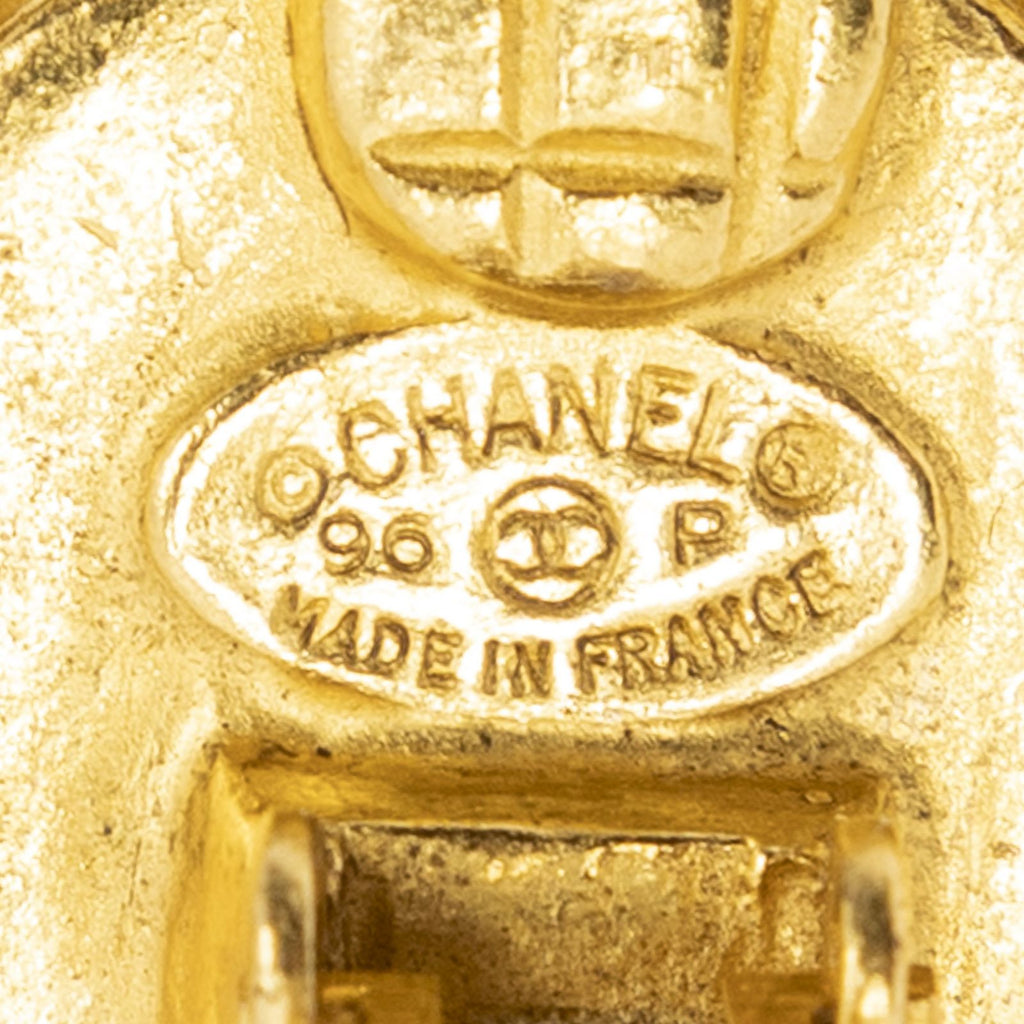 Chanel CC Logo Clip Type Earrings Orange Gold Plated — view 3