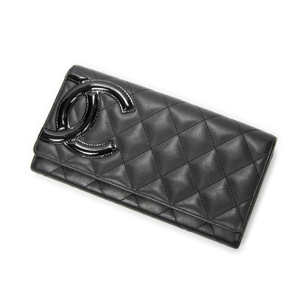 Chanel Cambon Ligne Continental Wallet Black Quilted Lambskin Leather