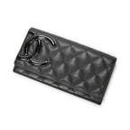Chanel Cambon Ligne Continental Wallet Black Quilted Lambskin Leather