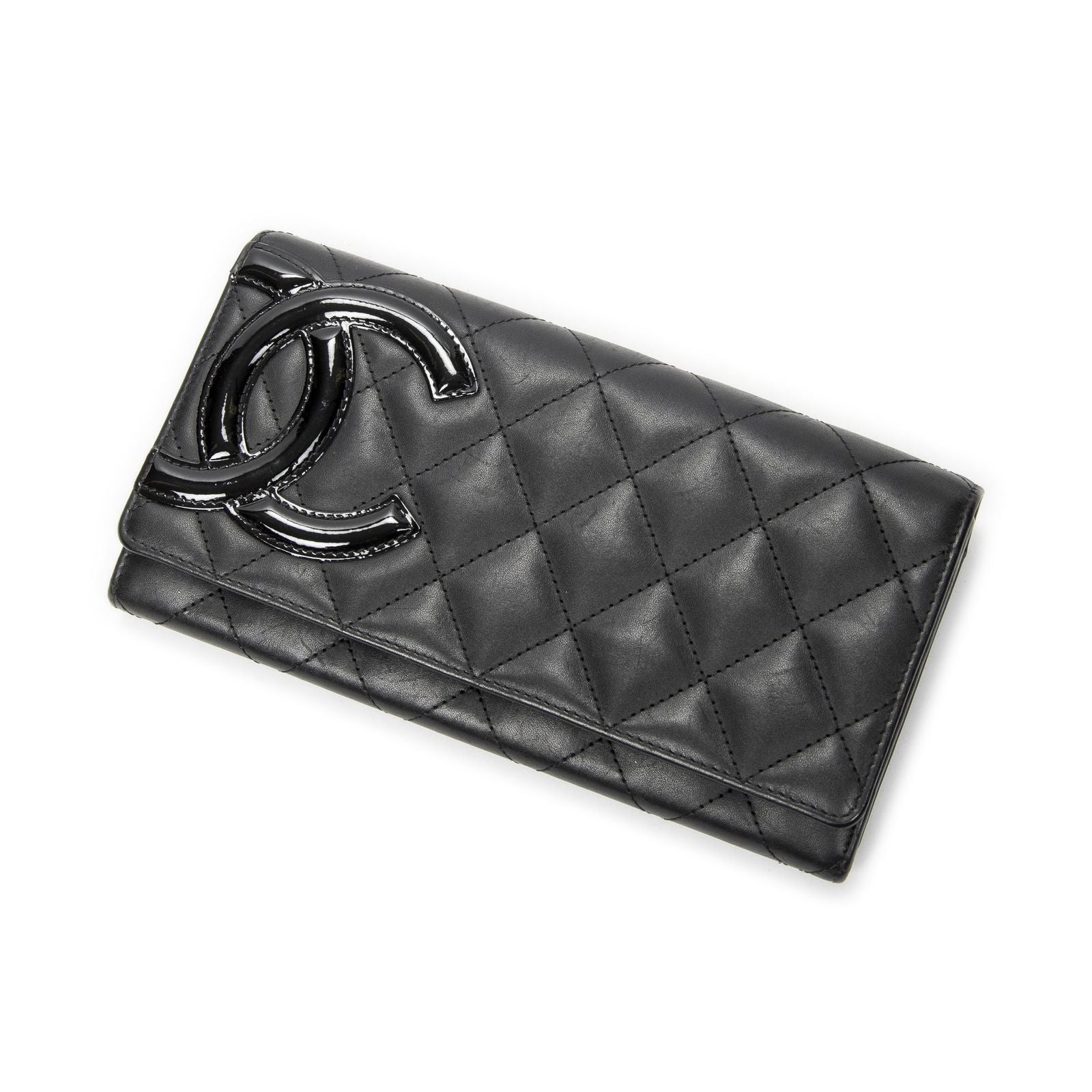 Chanel Cambon Ligne Continental Wallet Black Quilted Lambskin Leather