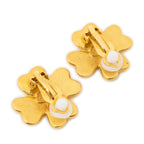Chanel CC Clover Dangle Clip on Earrings Gold Plated — view 2
