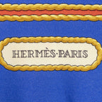 Hermes Scarf Blue Gold Beige Silk — view 5