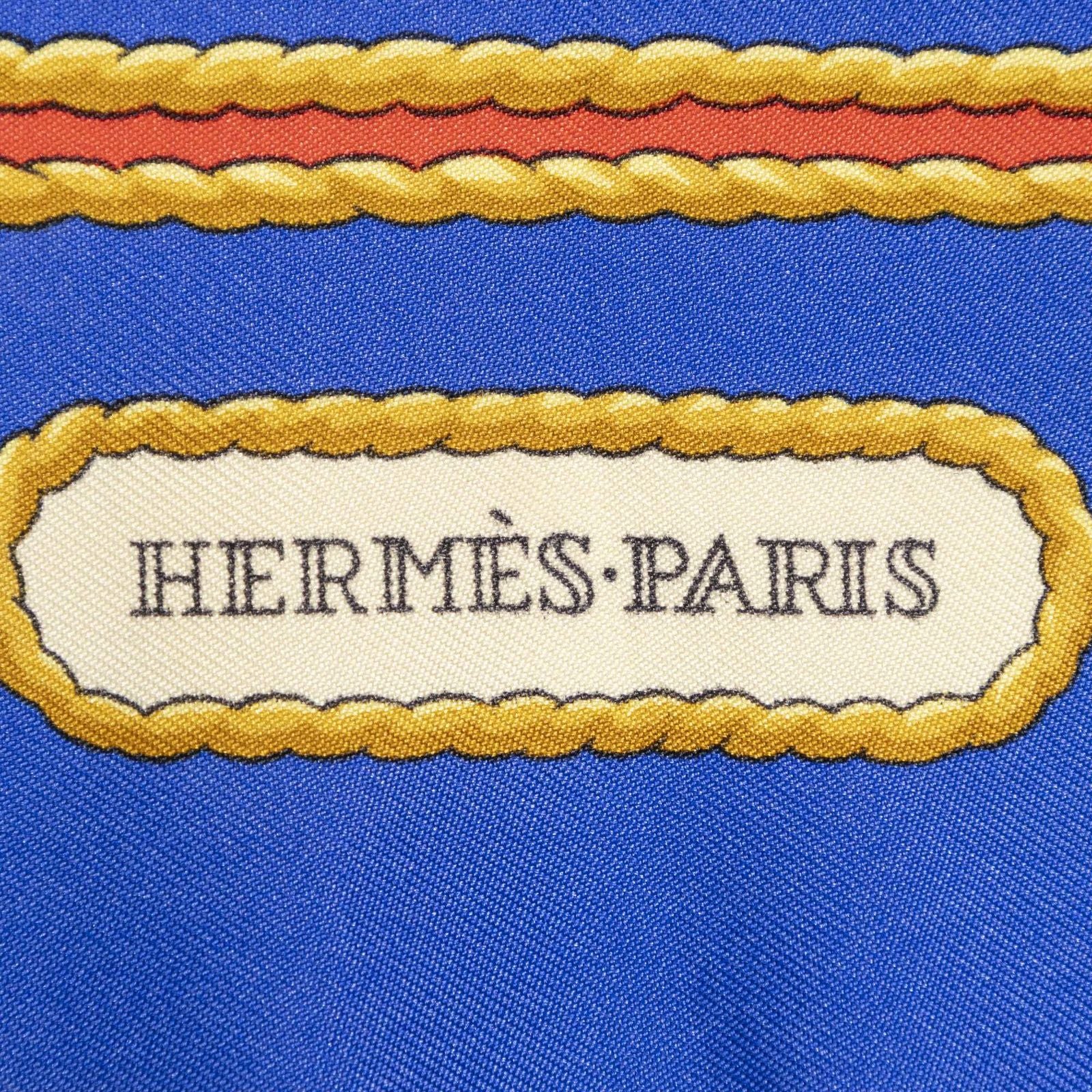 Hermes Scarf Blue Gold Beige Silk — view 5