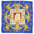 Hermes Scarf Blue Gold Beige Silk — view 2
