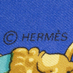 Hermes Scarf Blue Gold Beige Silk — view 4