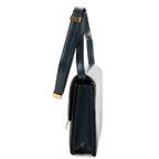 Celine Medium Classic Box Navy Spike Calfskin Leather Shoulder Bag — view 3