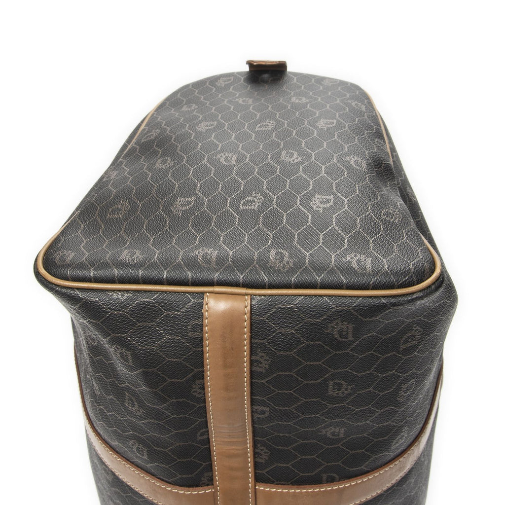 Dior Vintage Travel Boston Dark Gray Brown Honeycomb Canvas Handbag — view 8