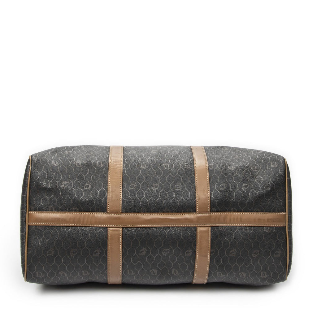 Dior Vintage Travel Boston Dark Gray Brown Honeycomb Canvas Handbag — view 6