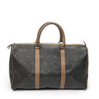 Dior Vintage Travel Boston Dark Gray Brown Honeycomb Canvas Handbag