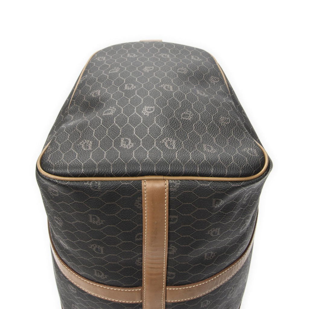 Dior Vintage Travel Boston Dark Gray Brown Honeycomb Canvas Handbag — view 7
