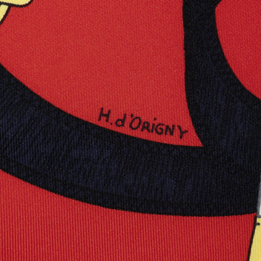 Hermes Scarf Red Navy Yellow Silk — view 4