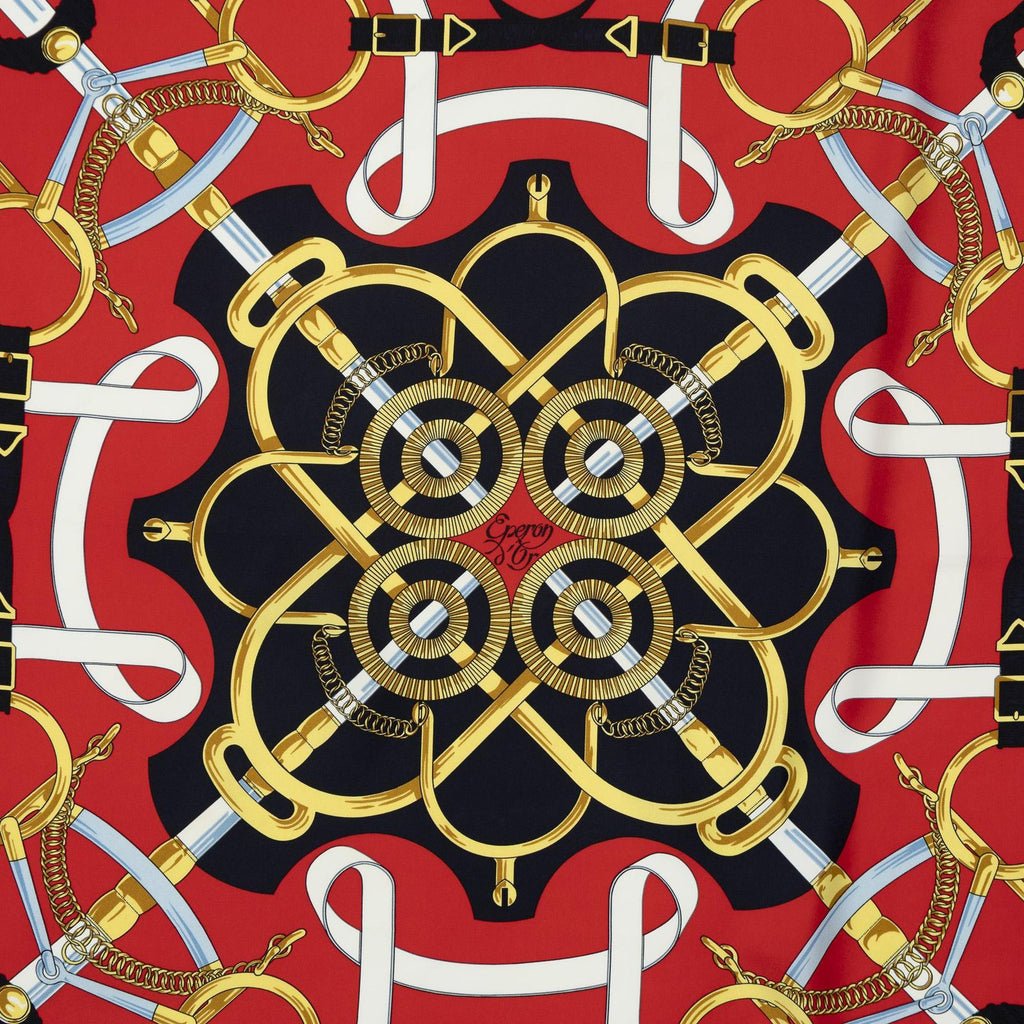Hermes Scarf Red Navy Yellow Silk — view 3