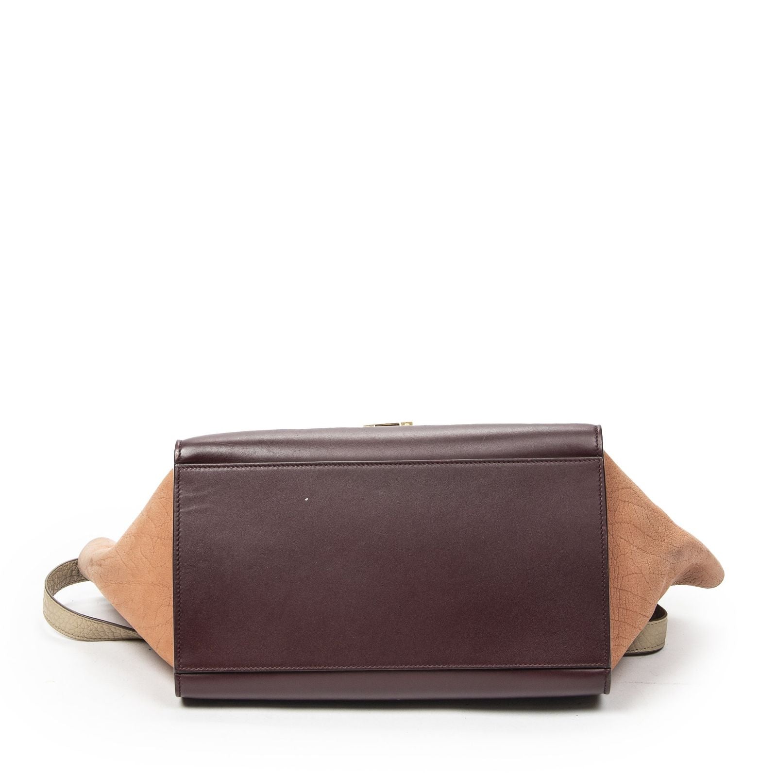 Celine Small Tricolor Trapeze Burgundy Beige Pink Spikes Calfskin Leather — view 6