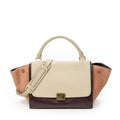 Celine Small Tricolor Trapeze Burgundy Beige Pink Spikes Calfskin Leather