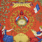Hermes Scarf Red Black Gold Silk — view 3