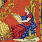 Hermes Scarf Red Black Gold Silk — view 5